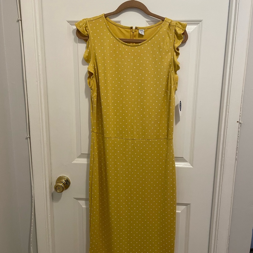 Old Navy Yellow Polka Dot Dress Size L